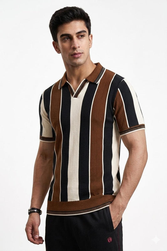 Old money style polo brown contrast