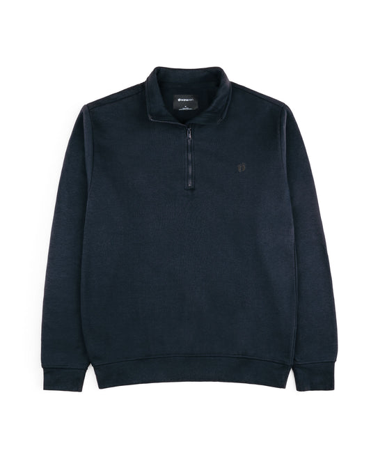 Men's Half Zip Mock Neck-Blue