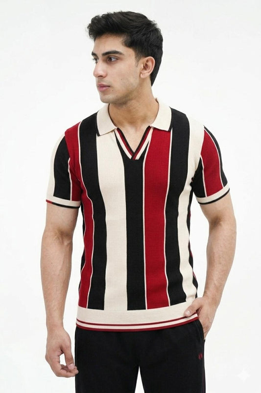Old money style polo red contrast