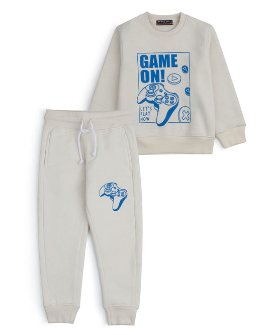 Boys Fashion Track Suit Offwhite