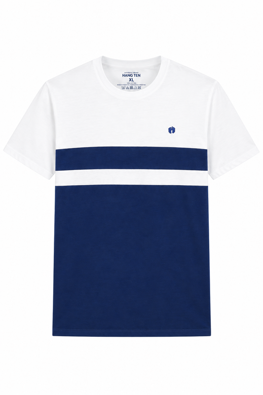 Mens Fashion Crew White Blue