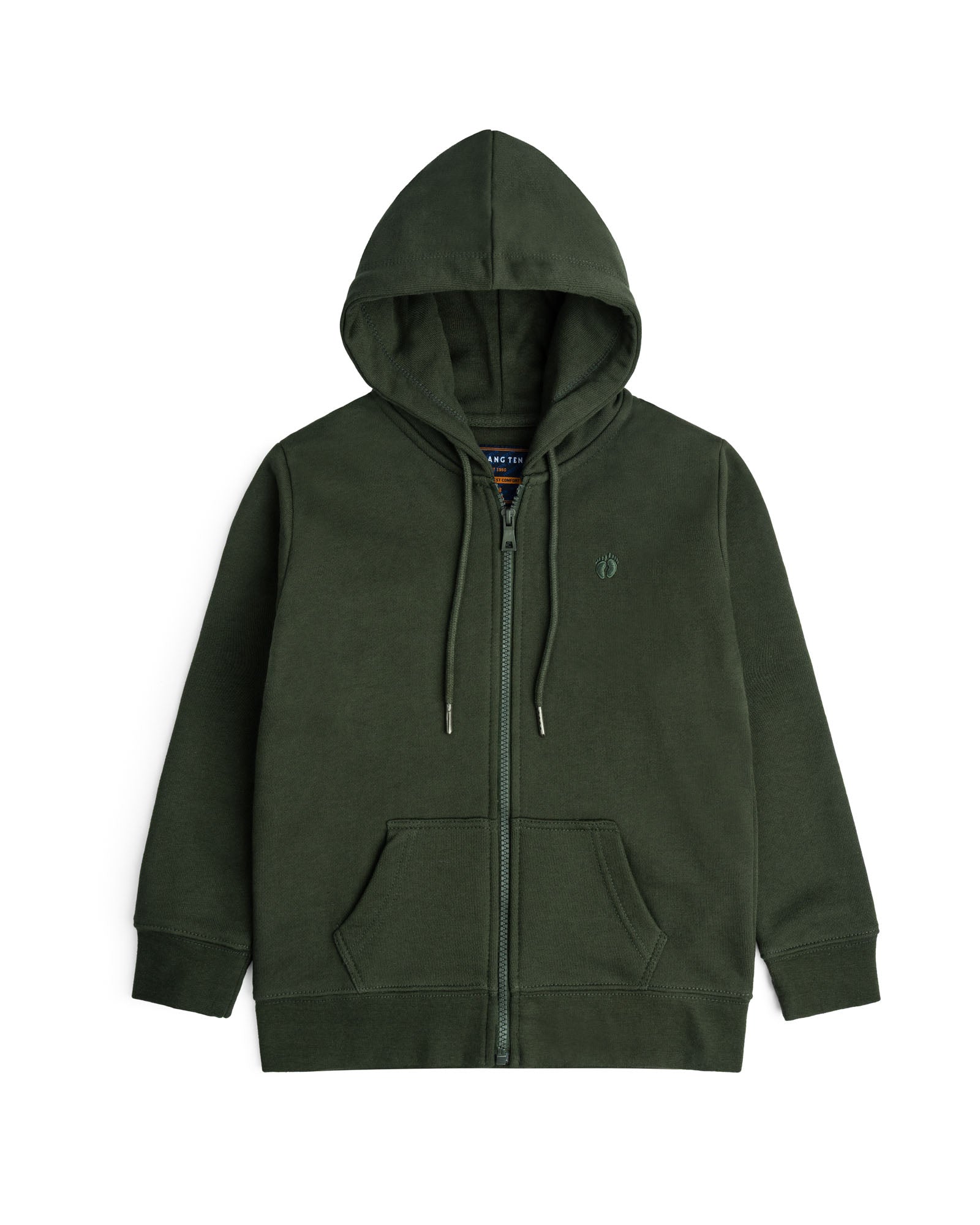 Boy's Zipper Hood-Olive