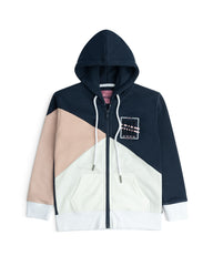 Girl's Zipper Hood - White Pink