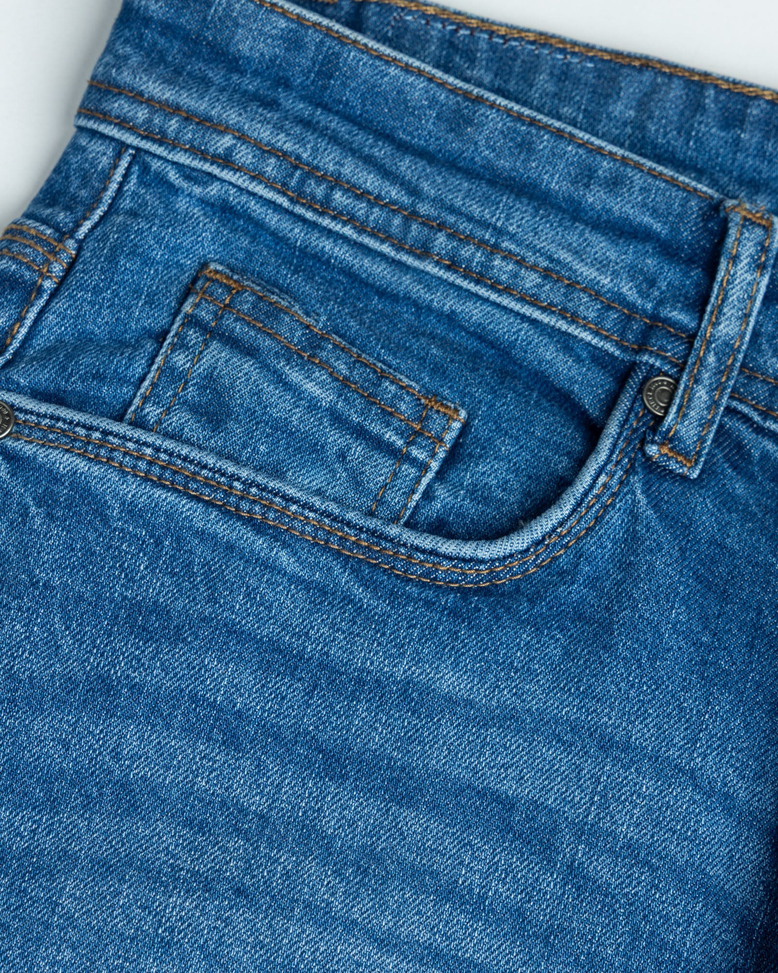 Men's Regular Fit Denim-Mid Blue