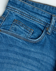 Men's Regular Fit Denim-Mid Blue