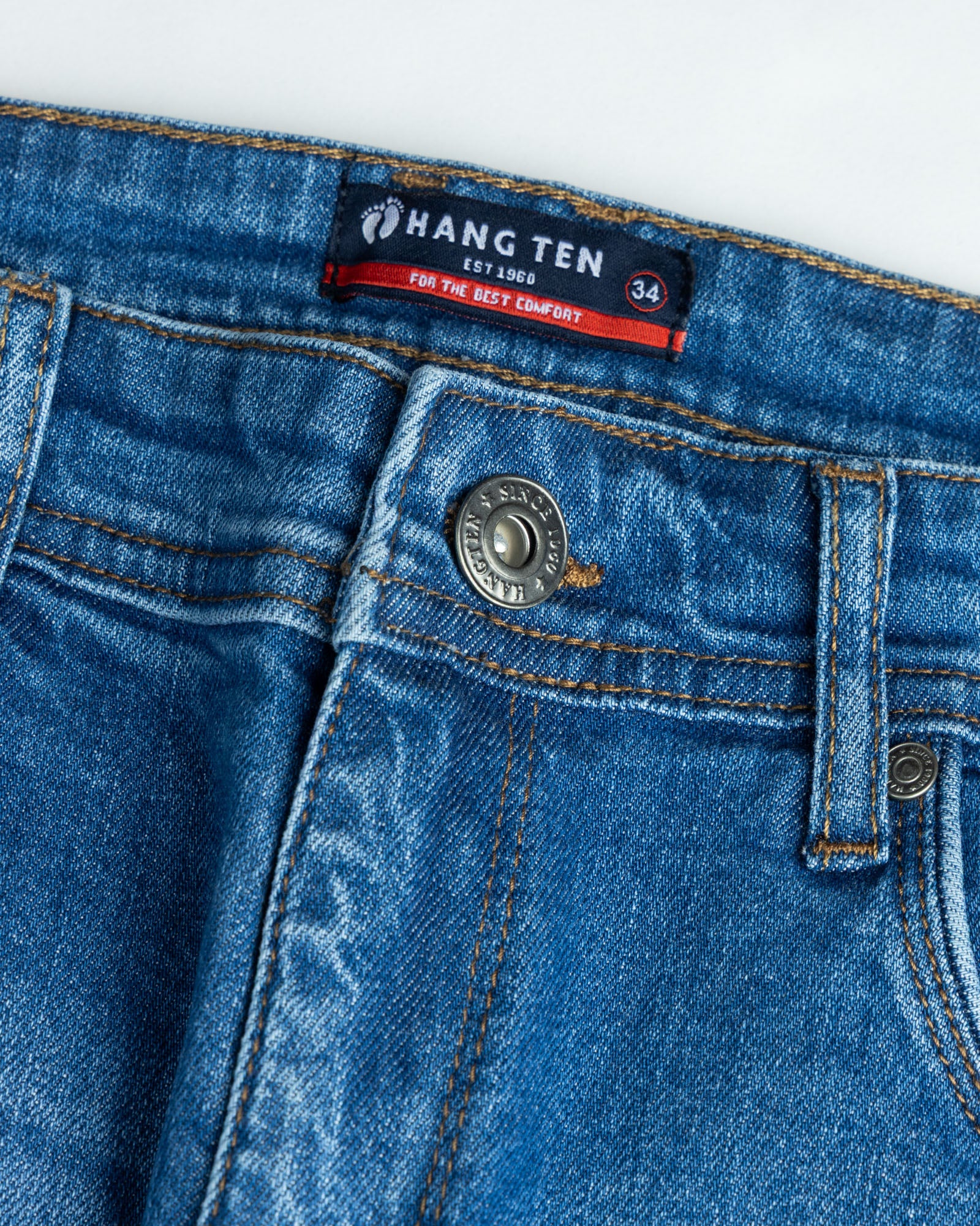 Men's Regular Fit Denim-Mid Blue