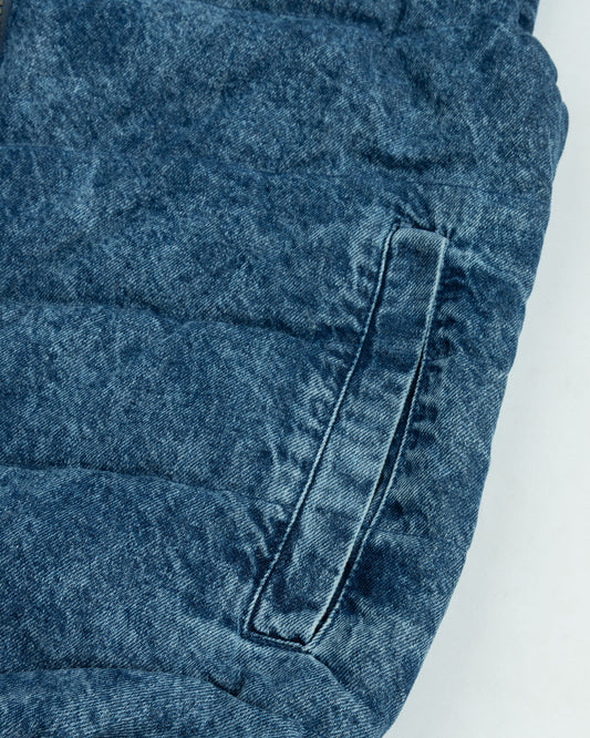 Mens Slv Less Denim Puffer Jacket