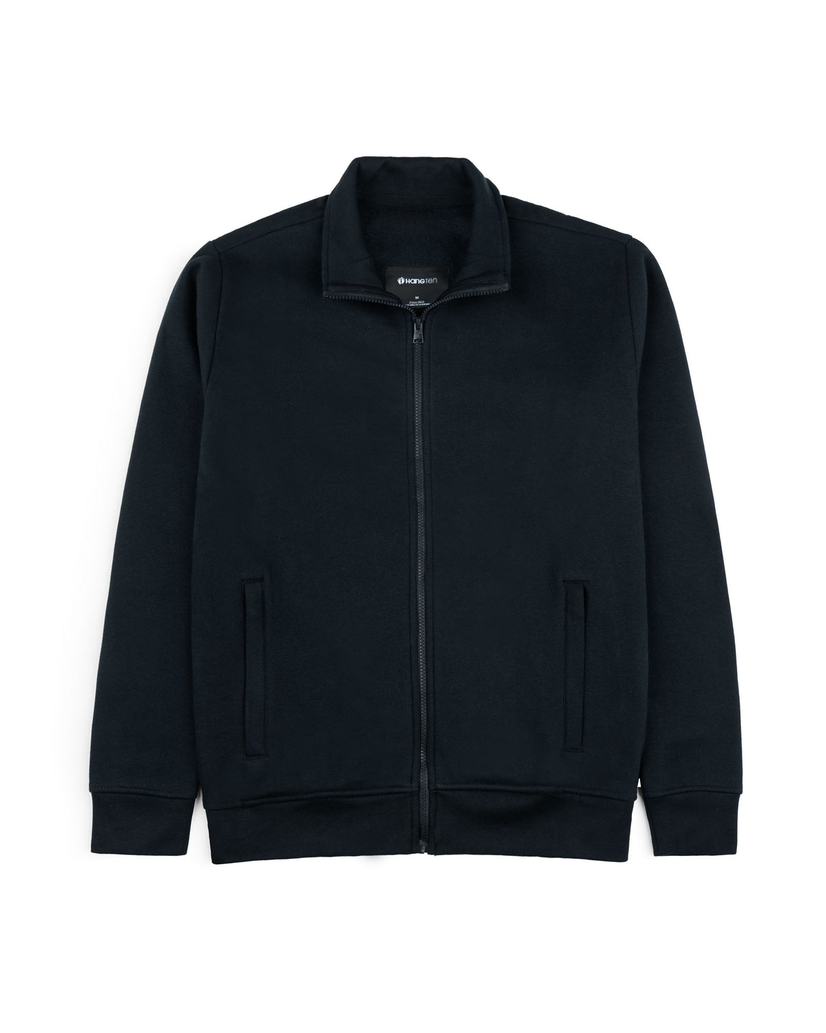 Men's Full Zip Mock Neck-Black