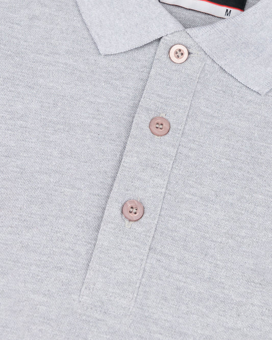 Men's Full Sleeve Polo - White Grey