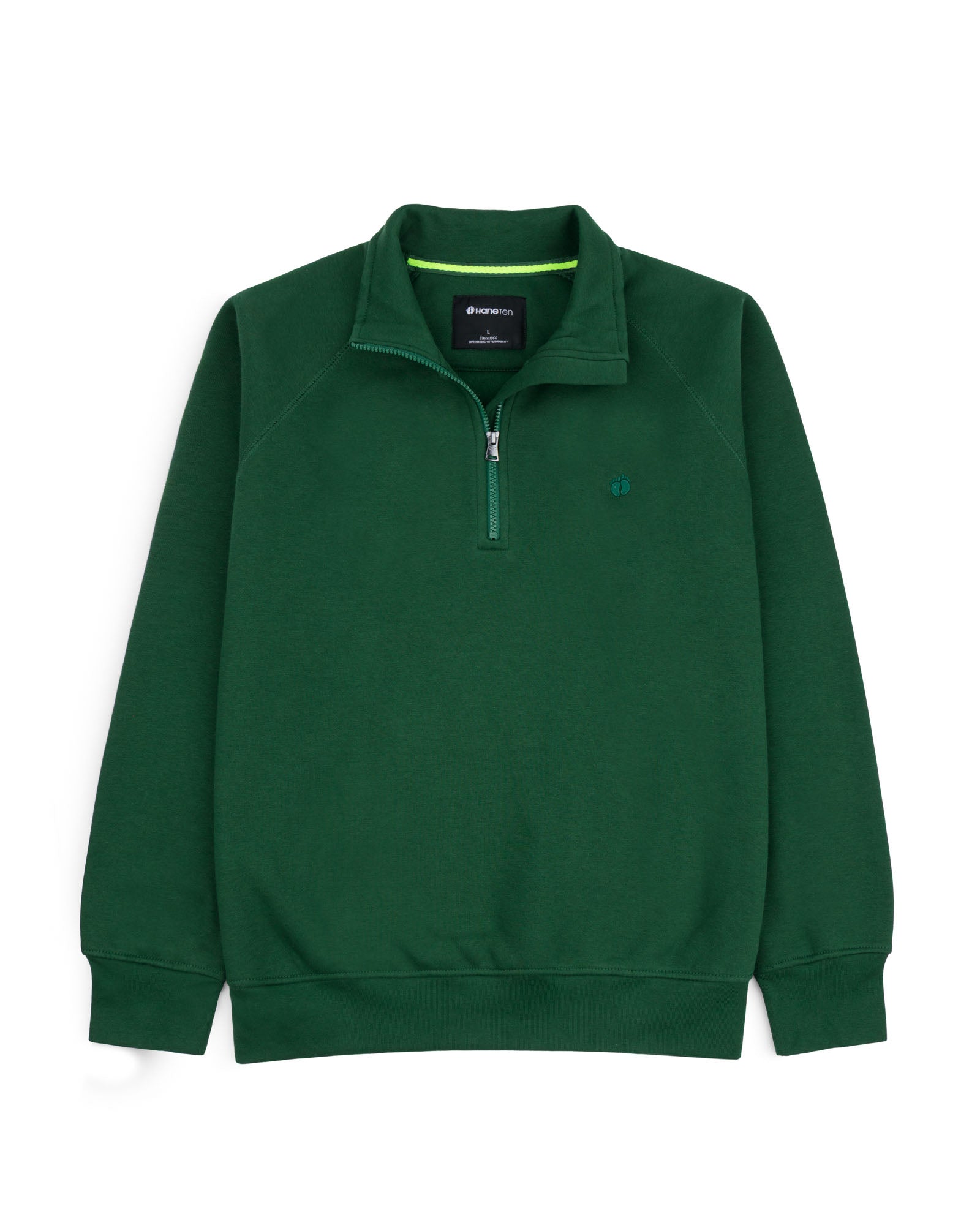 Men's Half Zip Mock Neck- Green