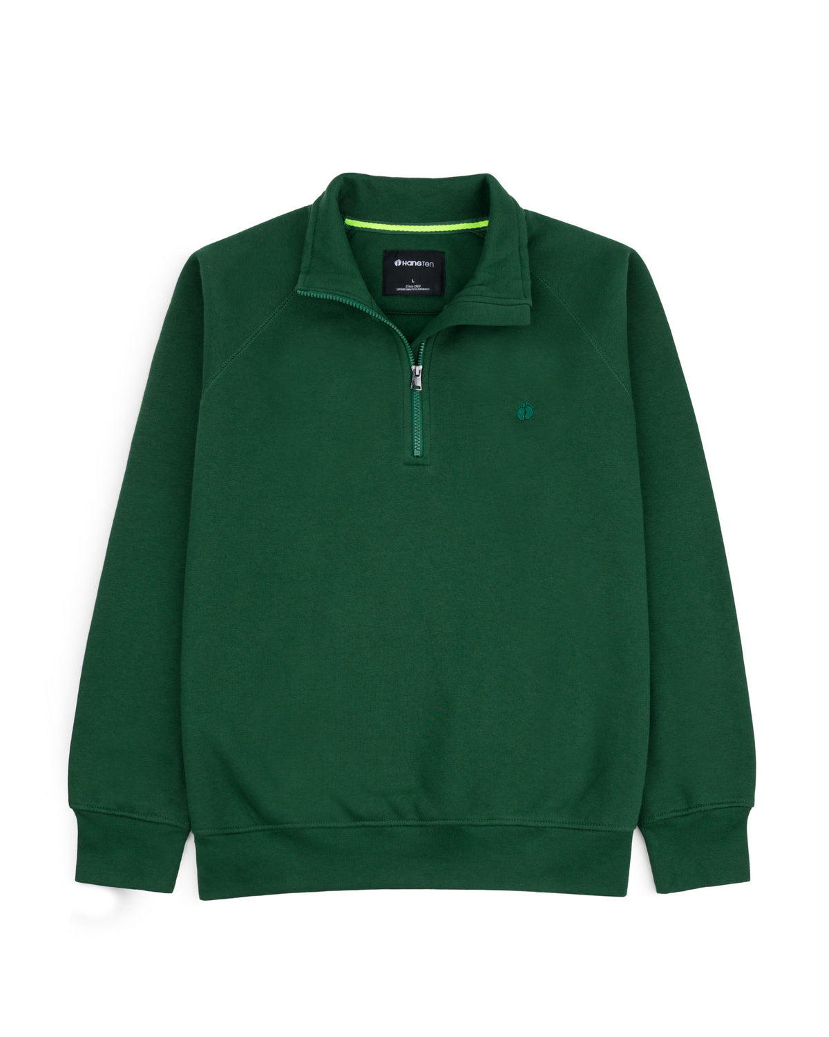 Men's Half Zip Mock Neck- Green
