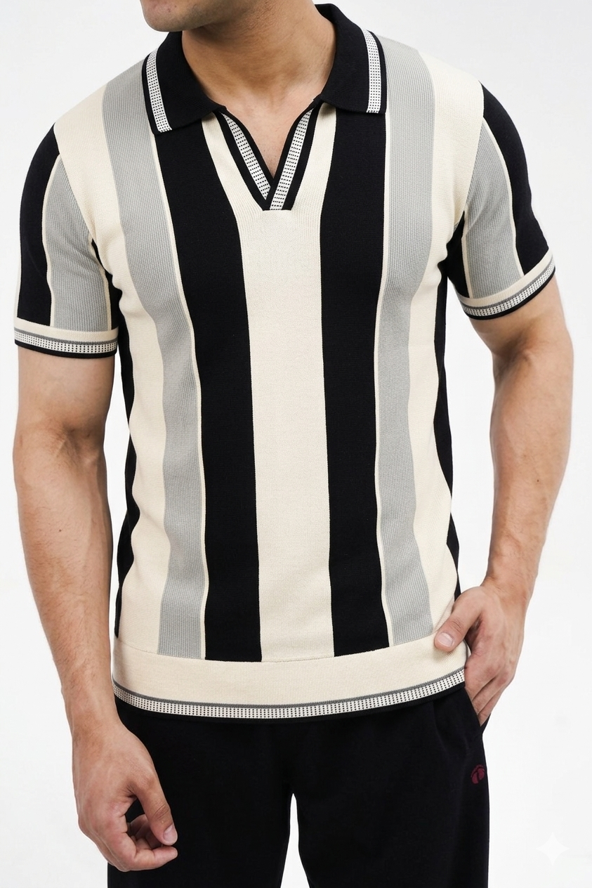 Old money style polo grey contrast