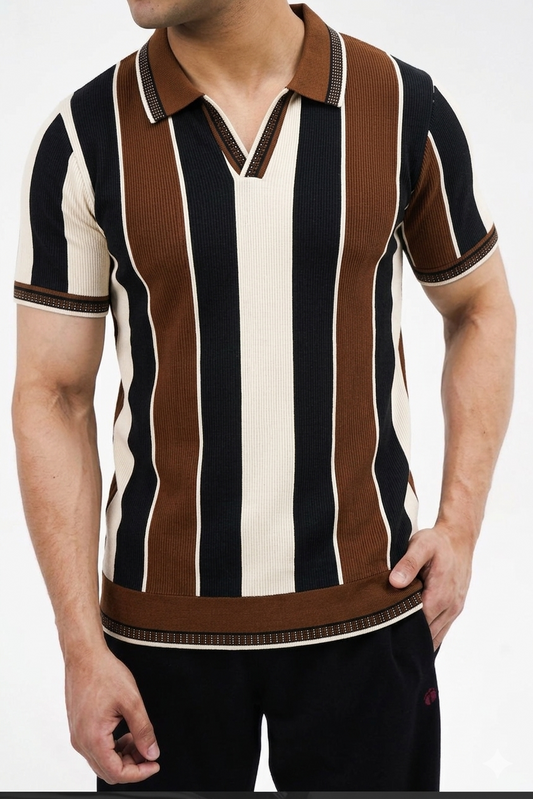 Old money style polo brown contrast