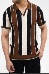 Old money style polo brown contrast