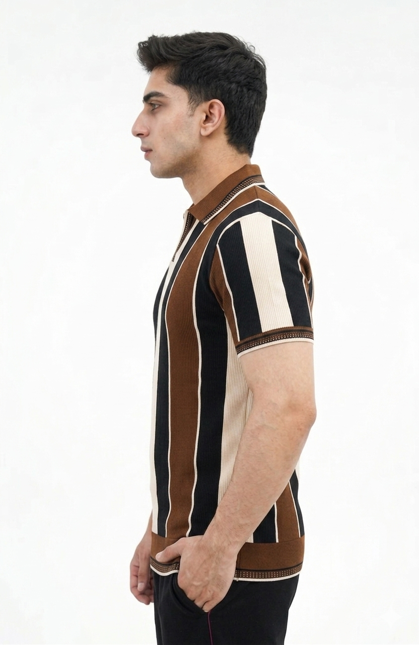 Old money style polo brown contrast