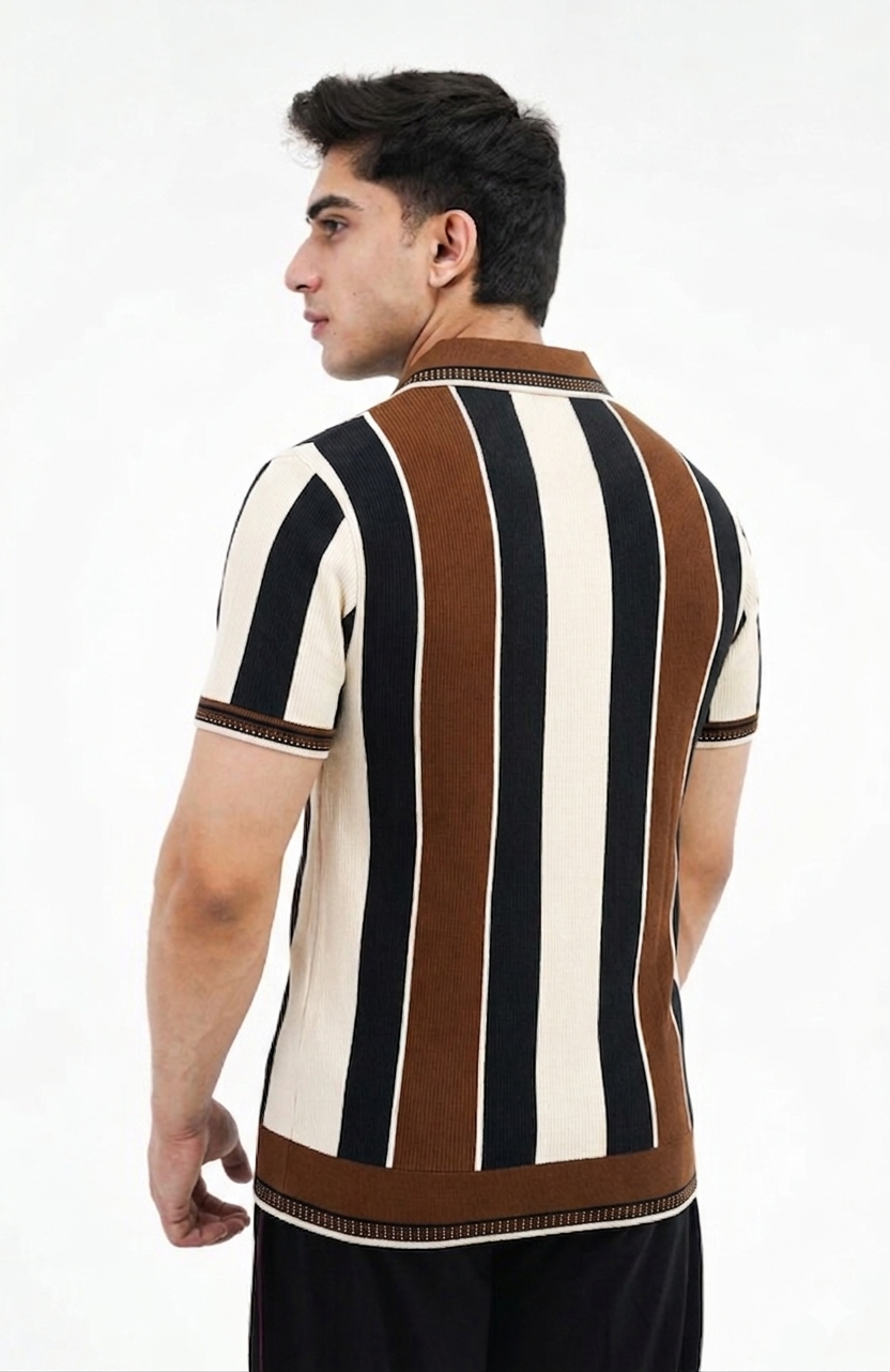 Old money style polo brown contrast
