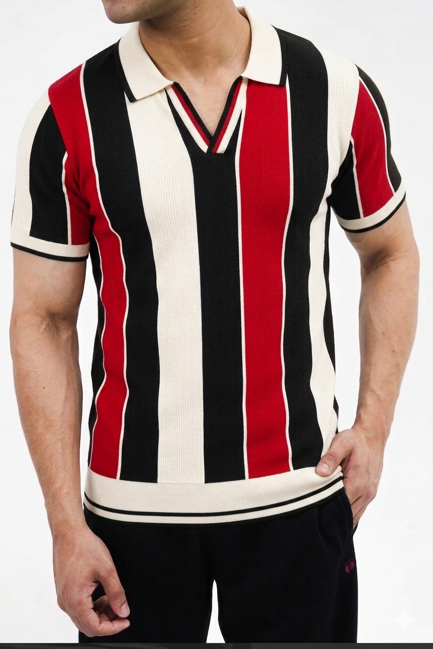 Old money style polo red contrast