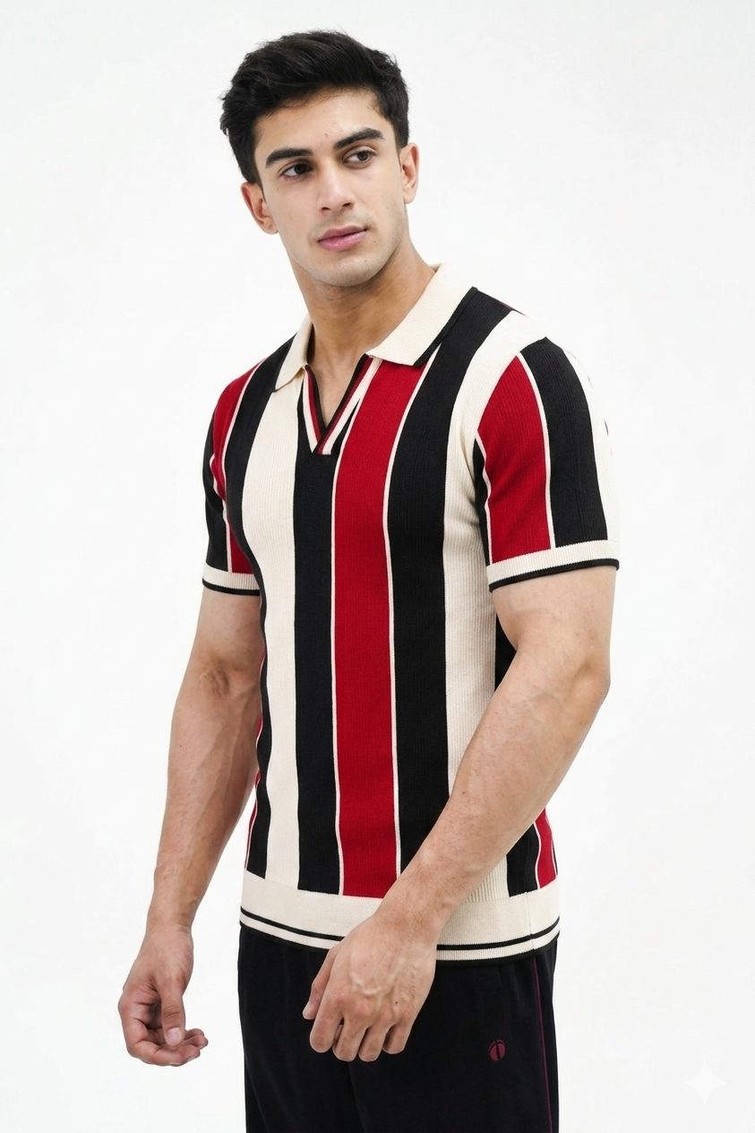 Old money style polo red contrast