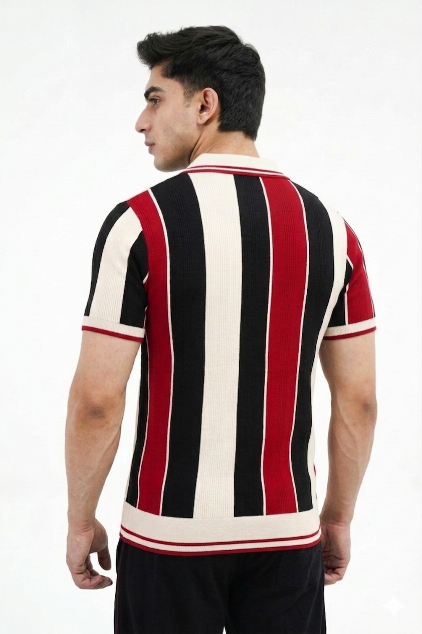 Old money style polo red contrast