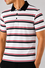 Mens Stripper Polo White Red