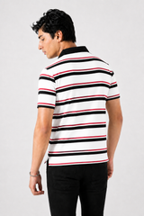 Mens Stripper Polo White Red