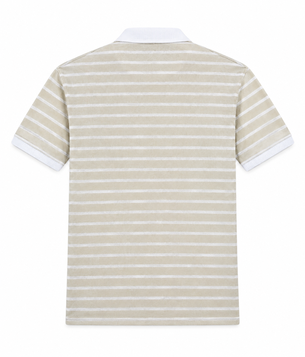 Mens Stripper Polo Beige White