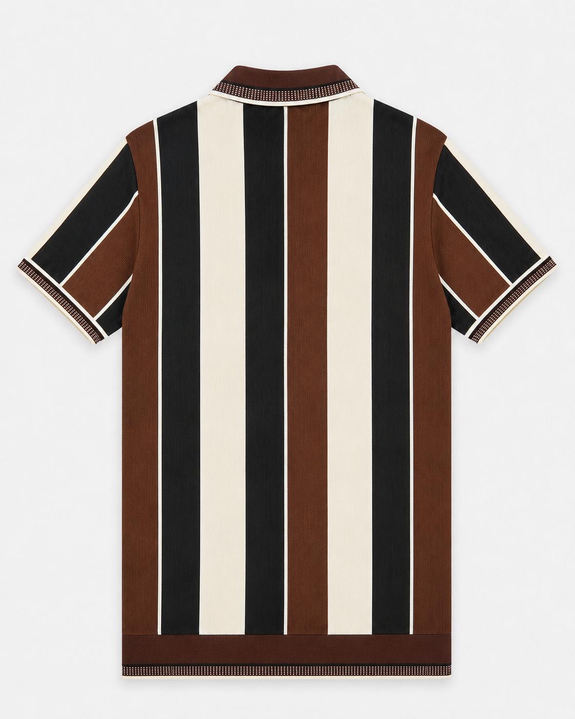 Mens Fashion Zip Polo Offwhite Brown