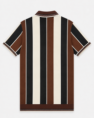Mens Fashion Zip Polo Offwhite Brown