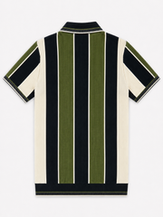 Mens Fashion Zip Polo Offwhite Green