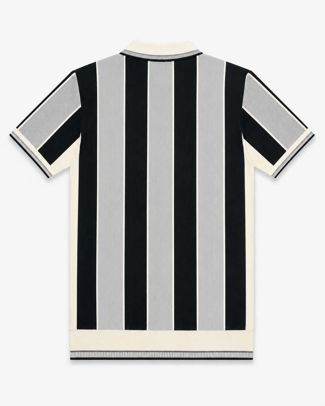 Mens Fashion Zip Polo Offwhite Grey