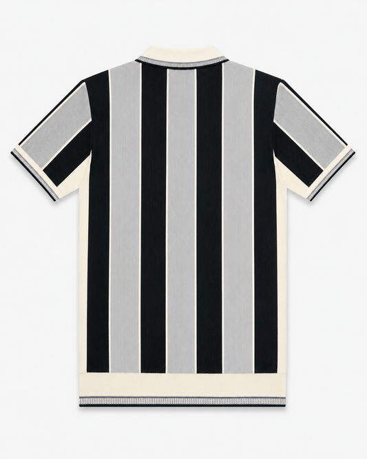 Mens Fashion Zip Polo Offwhite Grey