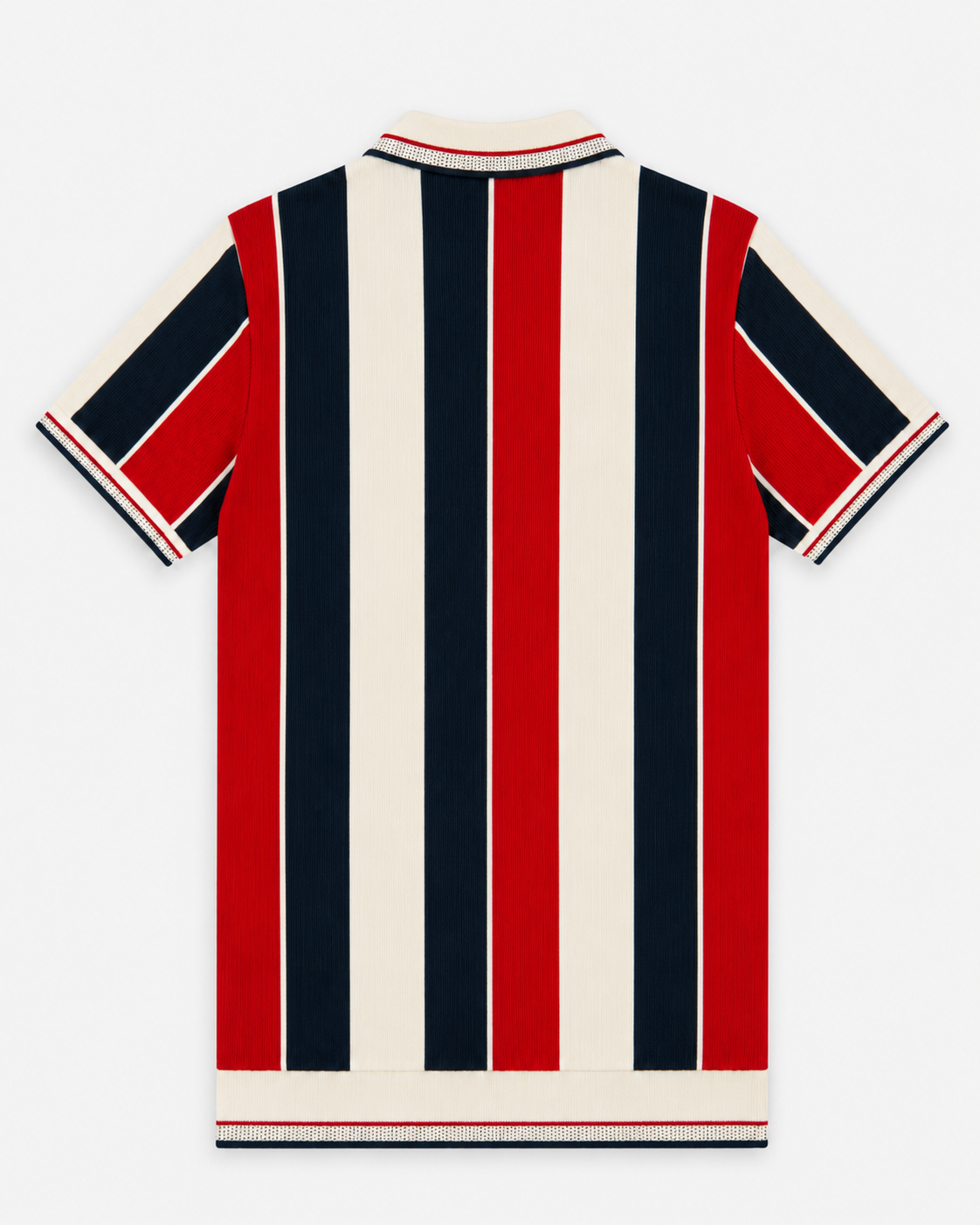 Mens Fashion Zip Polo Offwhite red