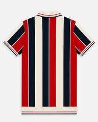 Mens Fashion Zip Polo Offwhite red