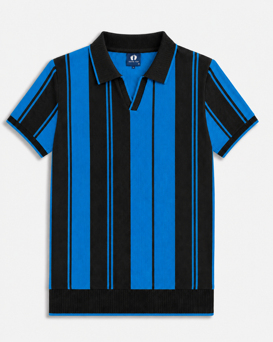 Mens Old Money Polo Blue Black