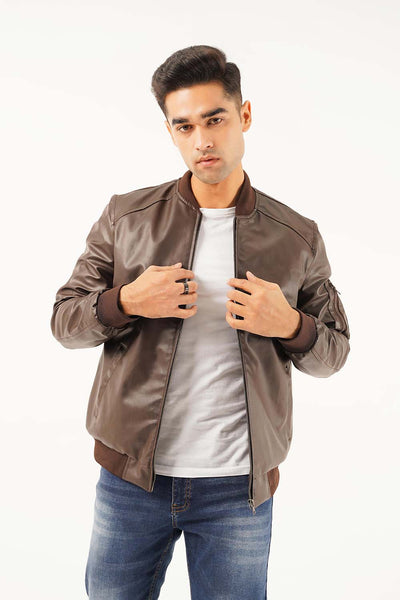 Men's Leather Bomber Jacket – HANG TEN — Pakistan