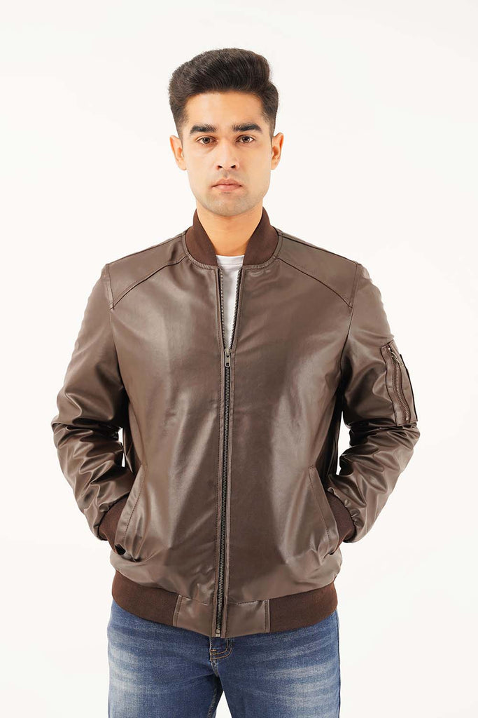 Men's Leather Bomber Jacket HANG TEN — Pakistan