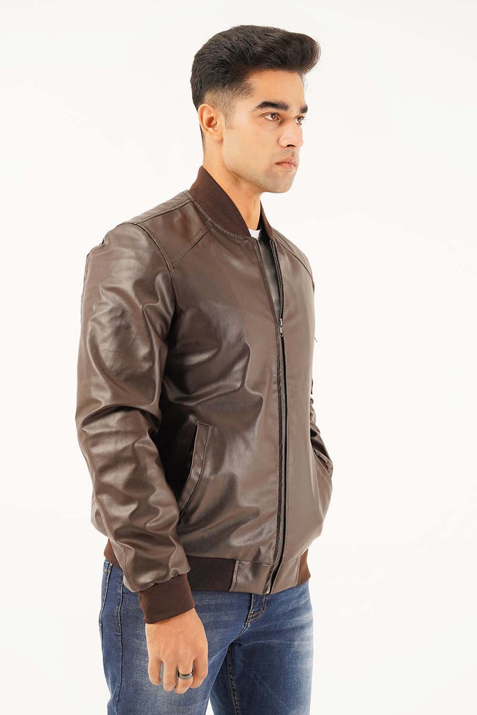 Men's Leather Bomber Jacket HANG TEN — Pakistan
