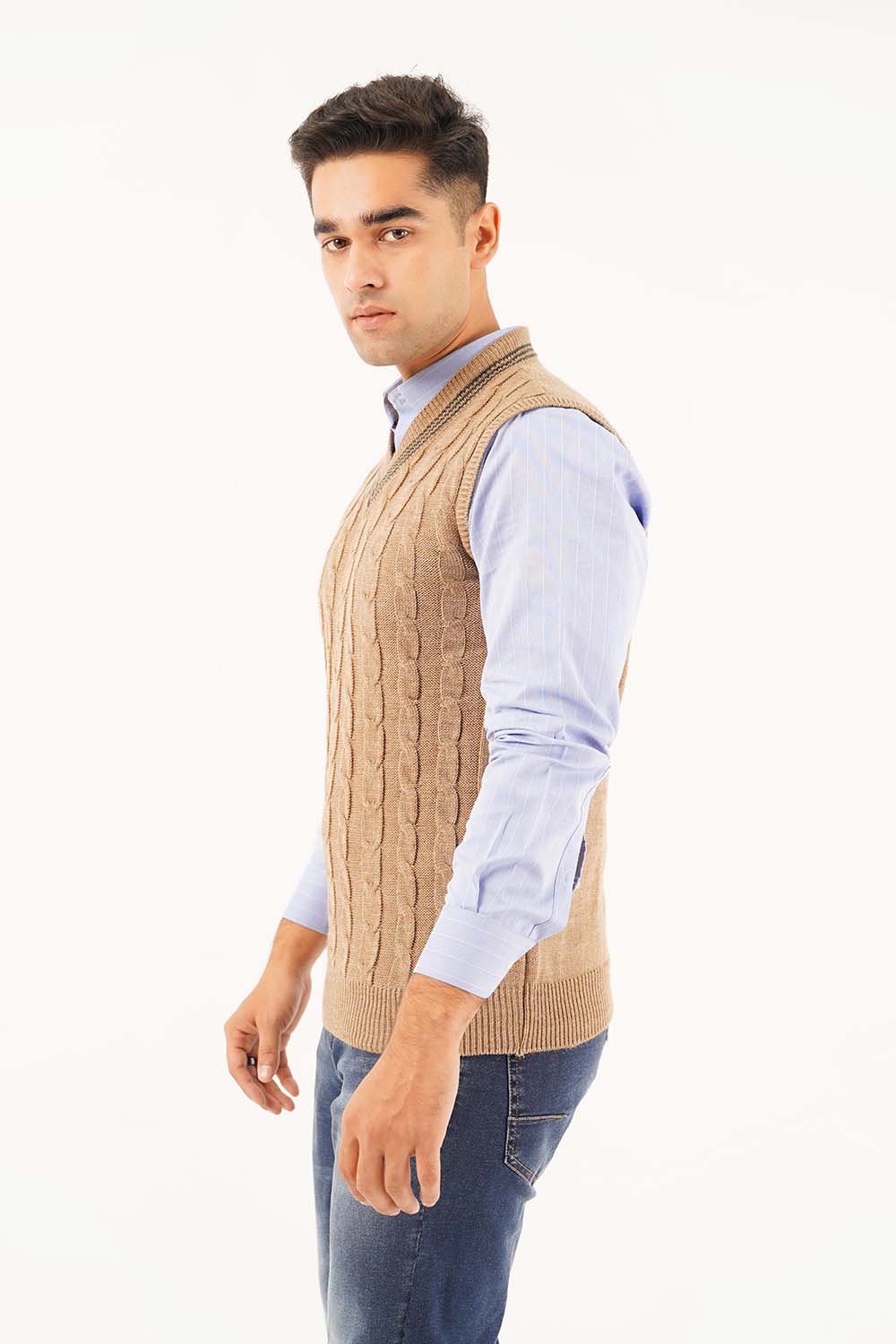 Men's Sleeve Less V-Neck Sweater