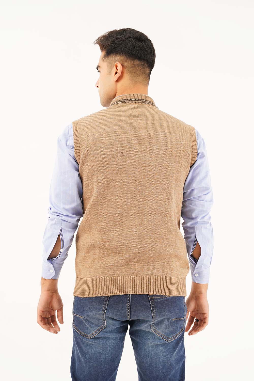 Men's Sleeve Less V-Neck Sweater