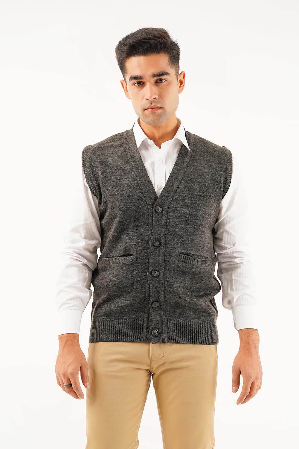 Men's Sleeve Less Sweater Cardigan