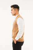 Men's Sleeve Less V-Neck Cardigan Sweater